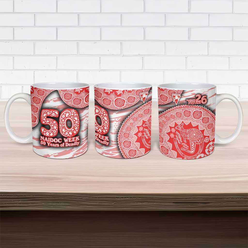 Sydney Swans NAIDOC Week 2026 Ceramic Mug Australian Aboriginal Dot Art Dreamtime Pattern Style