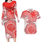 Sydney Swans NAIDOC Week 2026 Couples Matching Long Sleeve Bodycon Dress and Hawaiian Shirt Australian Aboriginal Dot Art Dreamtime Pattern Style