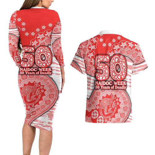 Sydney Swans NAIDOC Week 2026 Couples Matching Long Sleeve Bodycon Dress and Hawaiian Shirt Australian Aboriginal Dot Art Dreamtime Pattern Style