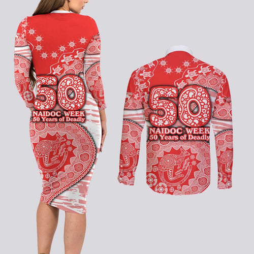 Sydney Swans NAIDOC Week 2026 Couples Matching Long Sleeve Bodycon Dress and Long Sleeve Button Shirt Australian Aboriginal Dot Art Dreamtime Pattern Style