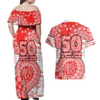 Sydney Swans NAIDOC Week 2026 Couples Matching Off Shoulder Maxi Dress and Hawaiian Shirt Australian Aboriginal Dot Art Dreamtime Pattern Style