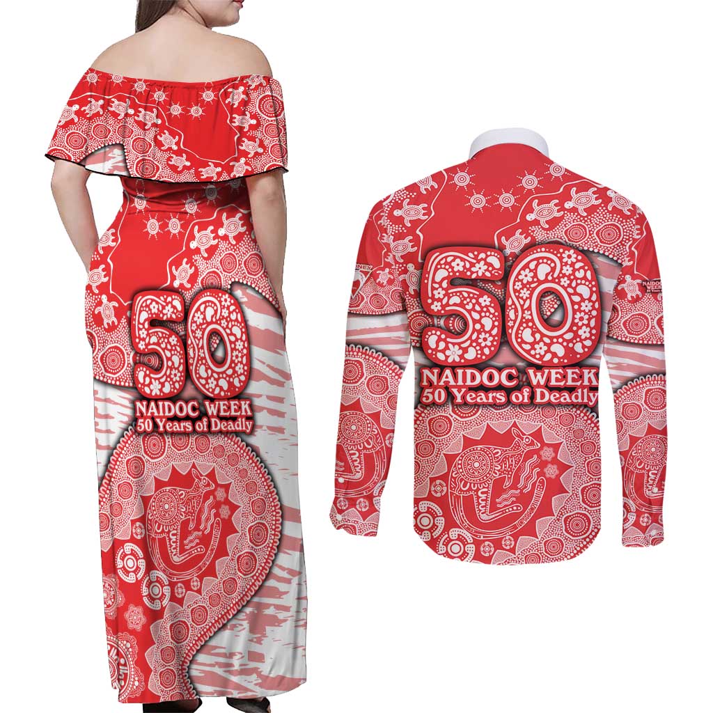 Sydney Swans NAIDOC Week 2026 Couples Matching Off Shoulder Maxi Dress and Long Sleeve Button Shirt Australian Aboriginal Dot Art Dreamtime Pattern Style