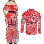Sydney Swans NAIDOC Week 2026 Couples Matching Off Shoulder Maxi Dress and Long Sleeve Button Shirt Australian Aboriginal Dot Art Dreamtime Pattern Style