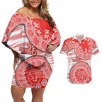 Sydney Swans NAIDOC Week 2026 Couples Matching Off Shoulder Short Dress and Hawaiian Shirt Australian Aboriginal Dot Art Dreamtime Pattern Style