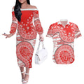 Sydney Swans NAIDOC Week 2026 Couples Matching Off The Shoulder Long Sleeve Dress and Hawaiian Shirt Australian Aboriginal Dot Art Dreamtime Pattern Style