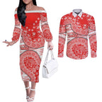 Sydney Swans NAIDOC Week 2026 Couples Matching Off The Shoulder Long Sleeve Dress and Long Sleeve Button Shirt Australian Aboriginal Dot Art Dreamtime Pattern Style