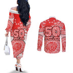 Sydney Swans NAIDOC Week 2026 Couples Matching Off The Shoulder Long Sleeve Dress and Long Sleeve Button Shirt Australian Aboriginal Dot Art Dreamtime Pattern Style