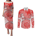 Sydney Swans NAIDOC Week 2026 Couples Matching Puletasi and Long Sleeve Button Shirt Australian Aboriginal Dot Art Dreamtime Pattern Style