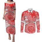 Sydney Swans NAIDOC Week 2026 Couples Matching Puletasi and Long Sleeve Button Shirt Australian Aboriginal Dot Art Dreamtime Pattern Style