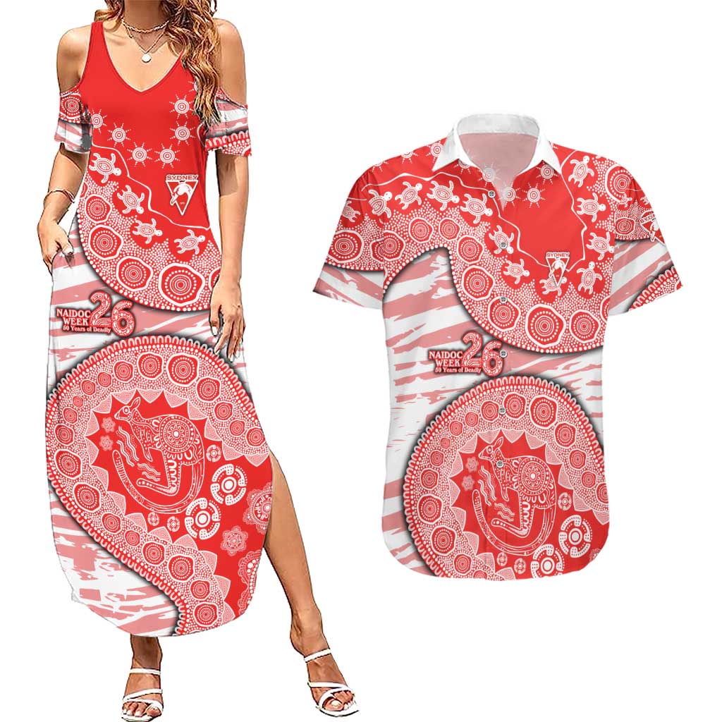 Sydney Swans NAIDOC Week 2026 Couples Matching Summer Maxi Dress and Hawaiian Shirt Australian Aboriginal Dot Art Dreamtime Pattern Style