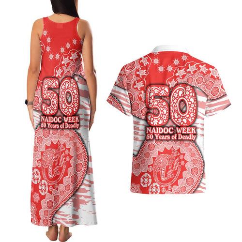 Sydney Swans NAIDOC Week 2026 Couples Matching Tank Maxi Dress and Hawaiian Shirt Australian Aboriginal Dot Art Dreamtime Pattern Style