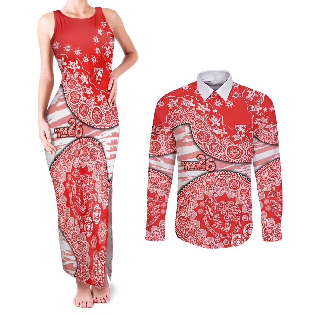 Sydney Swans NAIDOC Week 2026 Couples Matching Tank Maxi Dress and Long Sleeve Button Shirt Australian Aboriginal Dot Art Dreamtime Pattern Style