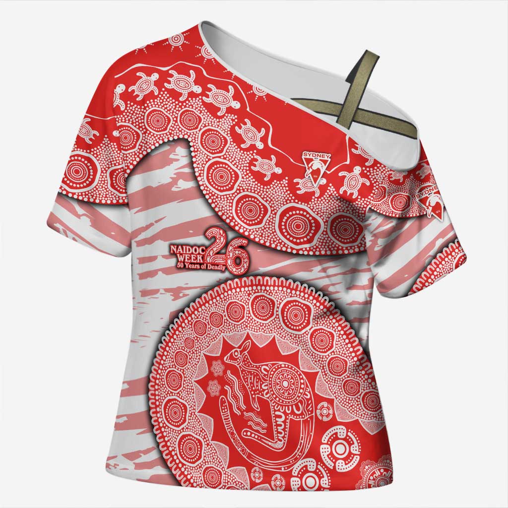 Sydney Swans NAIDOC Week 2026 Cross Shoulder Shirt Australian Aboriginal Dot Art Dreamtime Pattern Style