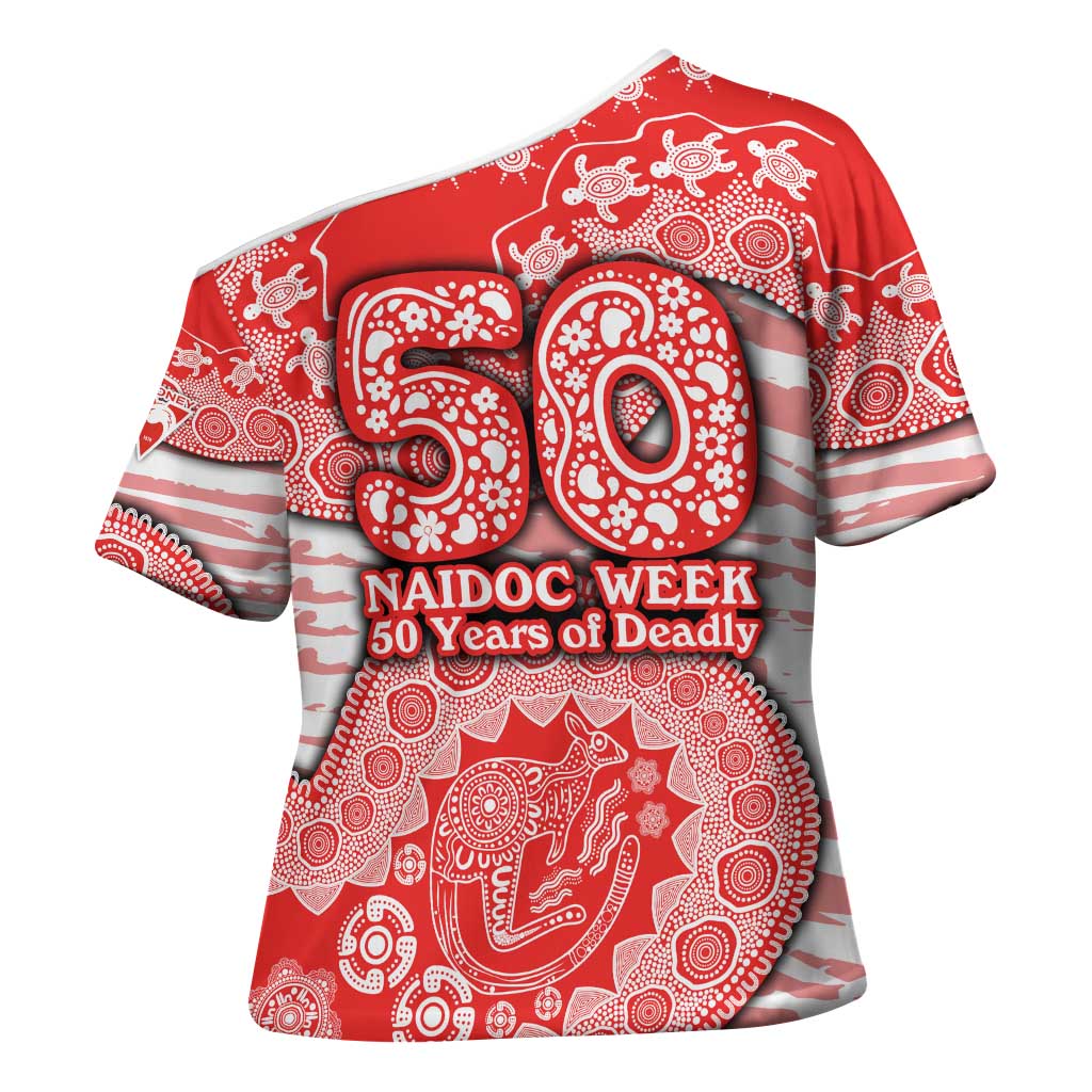 Sydney Swans NAIDOC Week 2026 Cross Shoulder Shirt Australian Aboriginal Dot Art Dreamtime Pattern Style