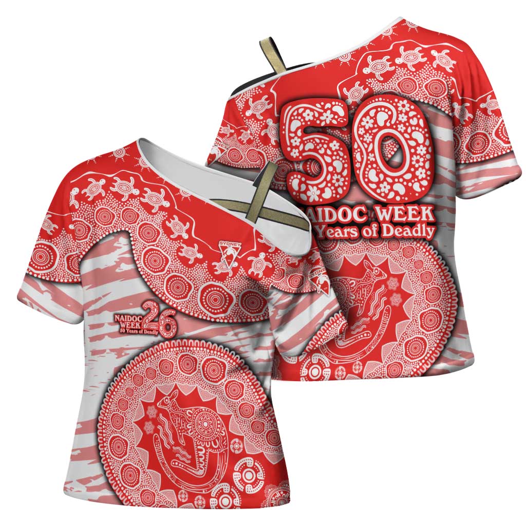 Sydney Swans NAIDOC Week 2026 Cross Shoulder Shirt Australian Aboriginal Dot Art Dreamtime Pattern Style