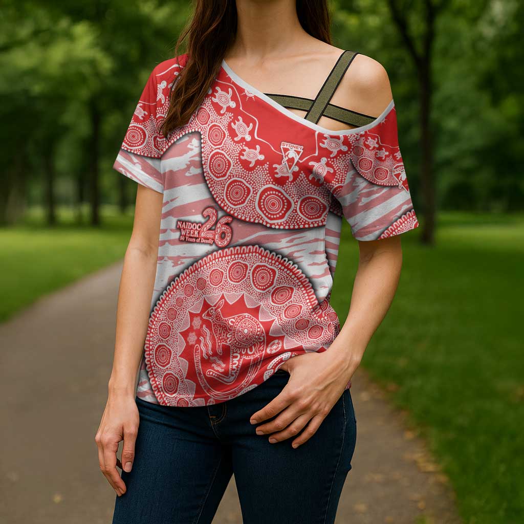 Sydney Swans NAIDOC Week 2026 Cross Shoulder Shirt Australian Aboriginal Dot Art Dreamtime Pattern Style