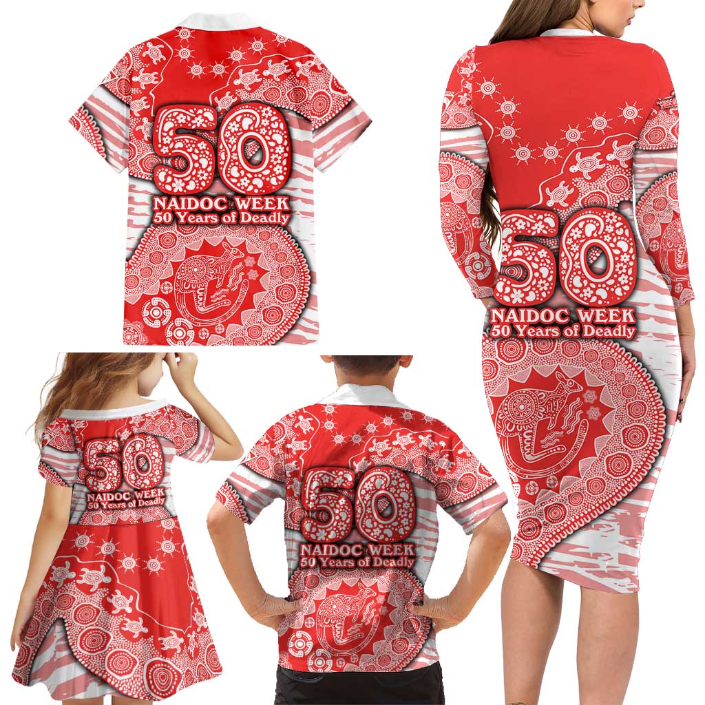 Sydney Swans NAIDOC Week 2026 Family Matching Long Sleeve Bodycon Dress and Hawaiian Shirt Australian Aboriginal Dot Art Dreamtime Pattern Style