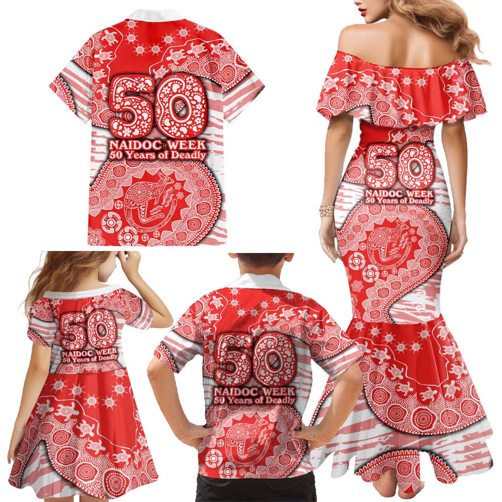 Sydney Swans NAIDOC Week 2026 Family Matching Mermaid Dress and Hawaiian Shirt Australian Aboriginal Dot Art Dreamtime Pattern Style