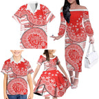 Sydney Swans NAIDOC Week 2026 Family Matching Off The Shoulder Long Sleeve Dress and Hawaiian Shirt Australian Aboriginal Dot Art Dreamtime Pattern Style