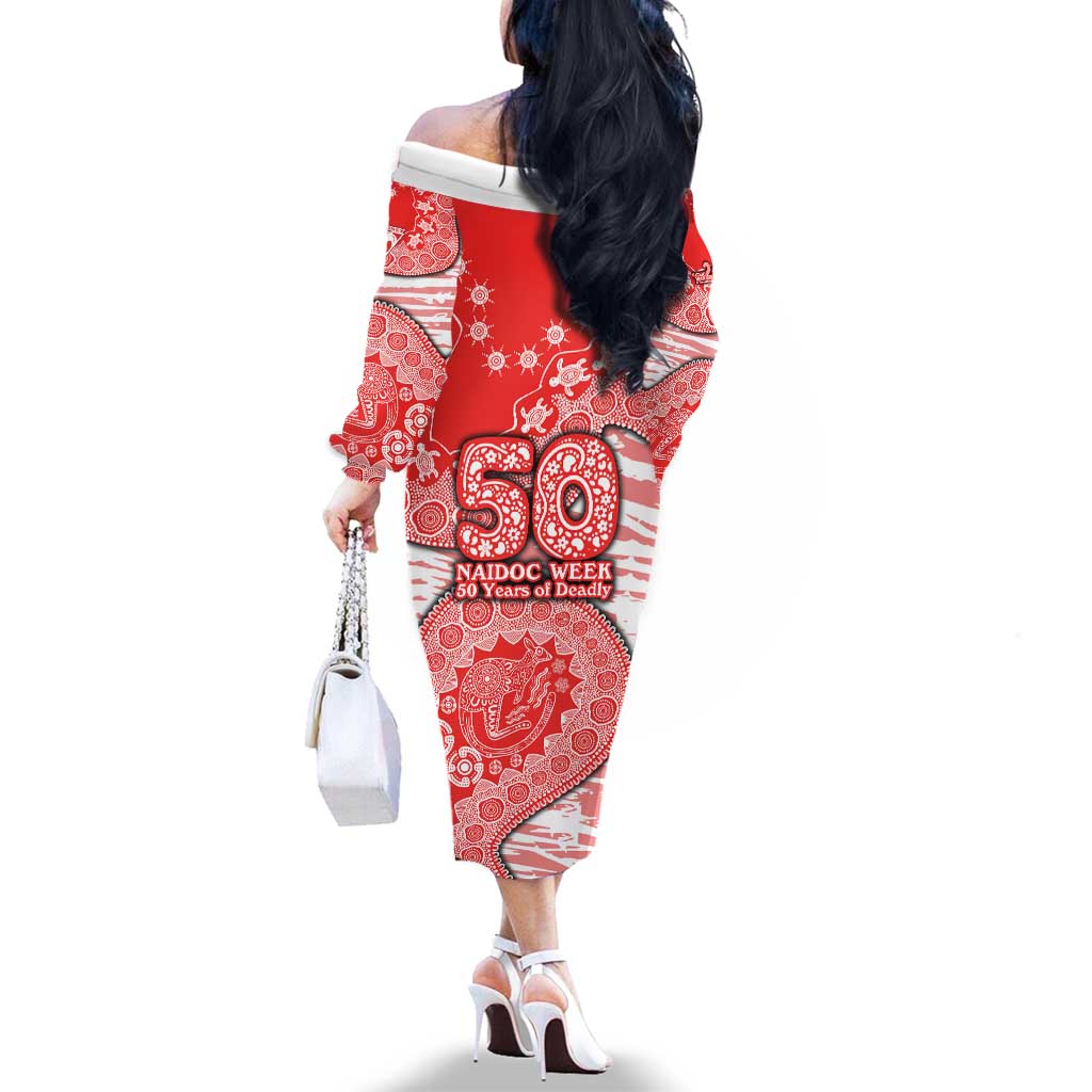 Sydney Swans NAIDOC Week 2026 Family Matching Off The Shoulder Long Sleeve Dress and Hawaiian Shirt Australian Aboriginal Dot Art Dreamtime Pattern Style