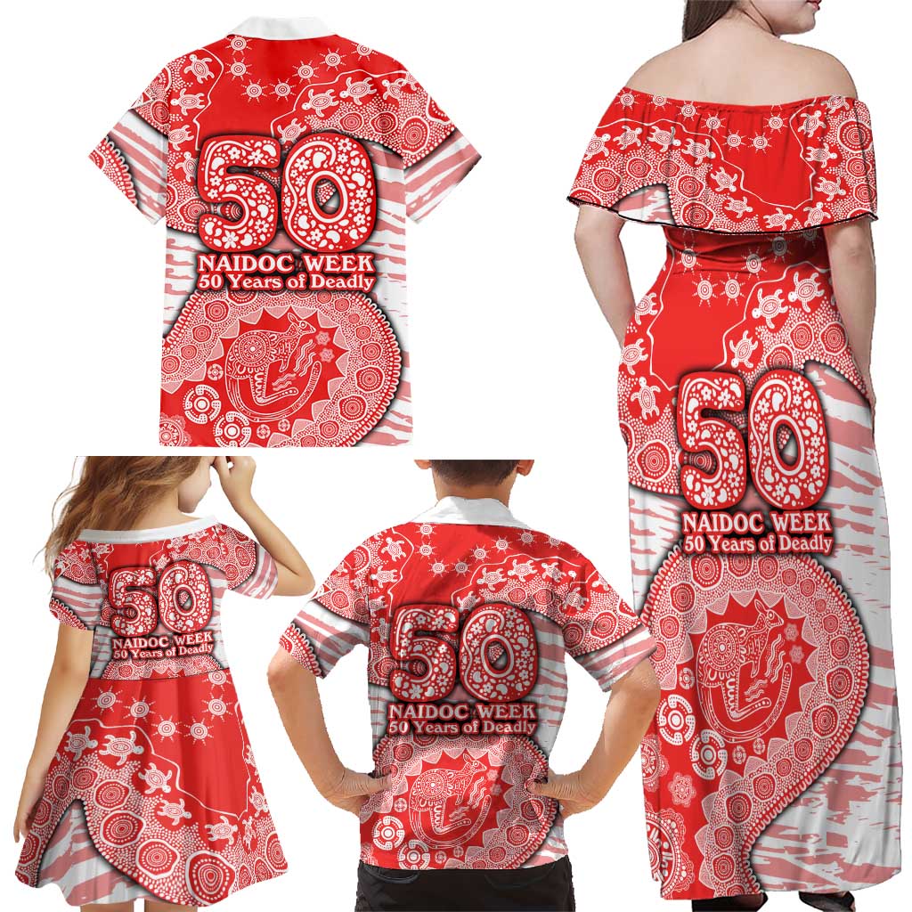 Sydney Swans NAIDOC Week 2026 Family Matching Off Shoulder Maxi Dress and Hawaiian Shirt Australian Aboriginal Dot Art Dreamtime Pattern Style
