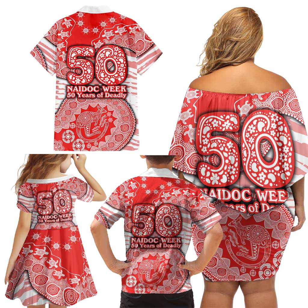Sydney Swans NAIDOC Week 2026 Family Matching Off Shoulder Short Dress and Hawaiian Shirt Australian Aboriginal Dot Art Dreamtime Pattern Style