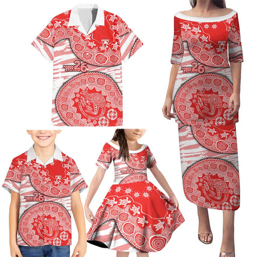 Sydney Swans NAIDOC Week 2026 Family Matching Puletasi and Hawaiian Shirt Australian Aboriginal Dot Art Dreamtime Pattern Style