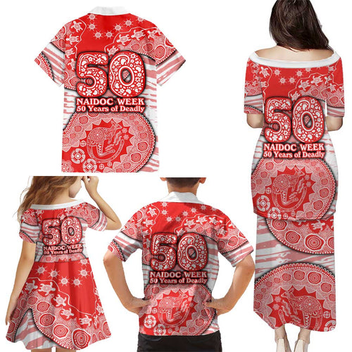 Sydney Swans NAIDOC Week 2026 Family Matching Puletasi and Hawaiian Shirt Australian Aboriginal Dot Art Dreamtime Pattern Style