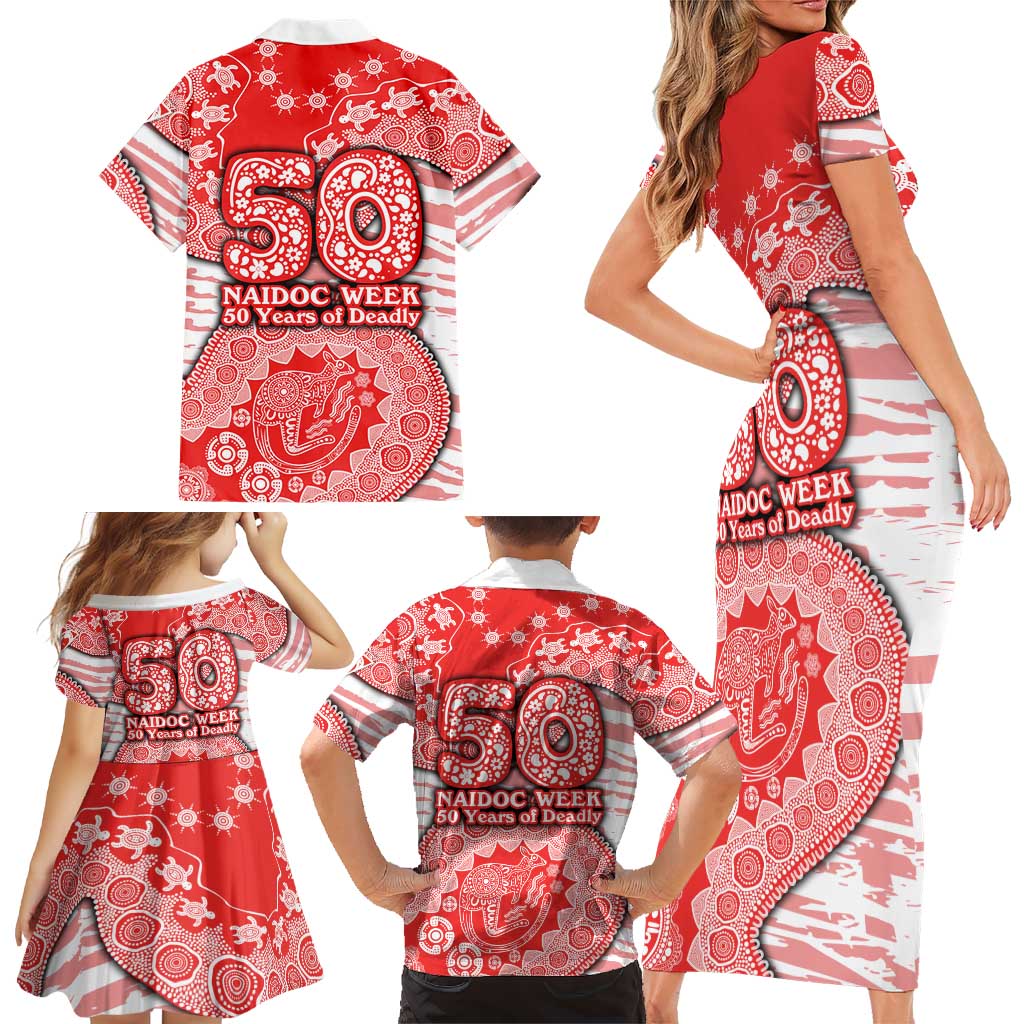 Sydney Swans NAIDOC Week 2026 Family Matching Short Sleeve Bodycon Dress and Hawaiian Shirt Australian Aboriginal Dot Art Dreamtime Pattern Style