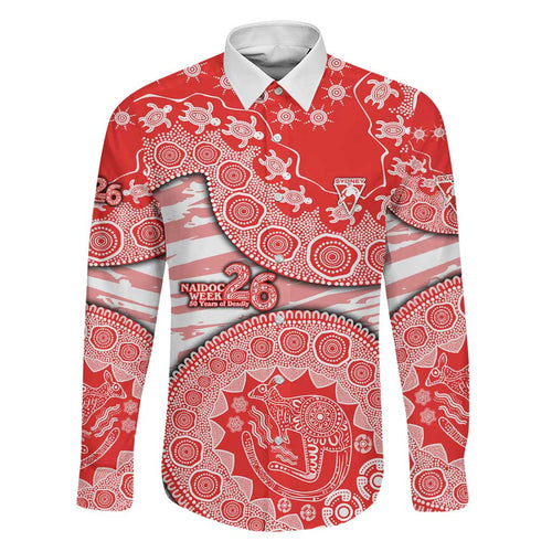 Sydney Swans NAIDOC Week 2026 Family Matching Short Sleeve Bodycon Dress and Hawaiian Shirt Australian Aboriginal Dot Art Dreamtime Pattern Style