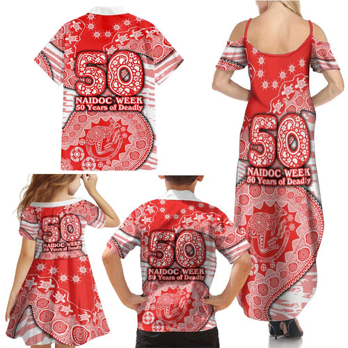 Sydney Swans NAIDOC Week 2026 Family Matching Summer Maxi Dress and Hawaiian Shirt Australian Aboriginal Dot Art Dreamtime Pattern Style