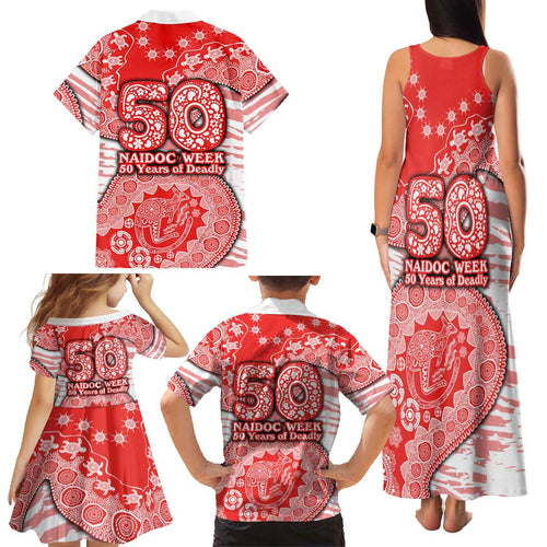 Sydney Swans NAIDOC Week 2026 Family Matching Tank Maxi Dress and Hawaiian Shirt Australian Aboriginal Dot Art Dreamtime Pattern Style