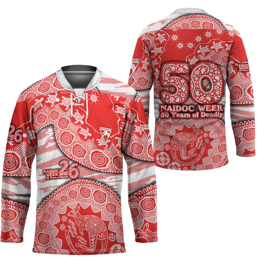 Sydney Swans NAIDOC Week 2026 Hockey Jersey Australian Aboriginal Dot Art Dreamtime Pattern Style