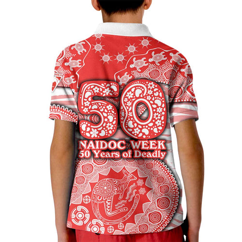 Sydney Swans NAIDOC Week 2026 Kid Polo Shirt Australian Aboriginal Dot Art Dreamtime Pattern Style
