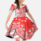 Sydney Swans NAIDOC Week 2026 Kid Short Sleeve Dress Australian Aboriginal Dot Art Dreamtime Pattern Style