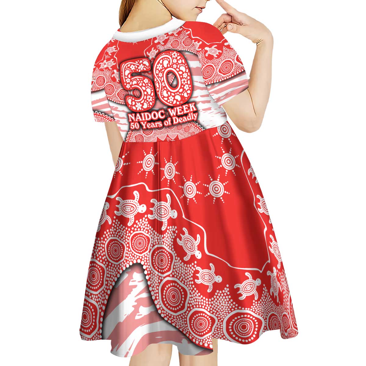 Sydney Swans NAIDOC Week 2026 Kid Short Sleeve Dress Australian Aboriginal Dot Art Dreamtime Pattern Style
