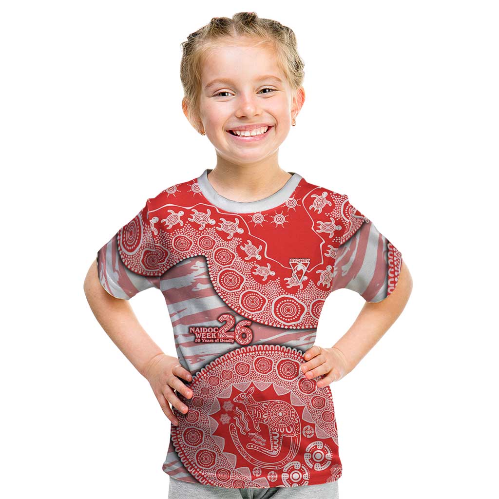 Sydney Swans NAIDOC Week 2026 Kid T Shirt Australian Aboriginal Dot Art Dreamtime Pattern Style