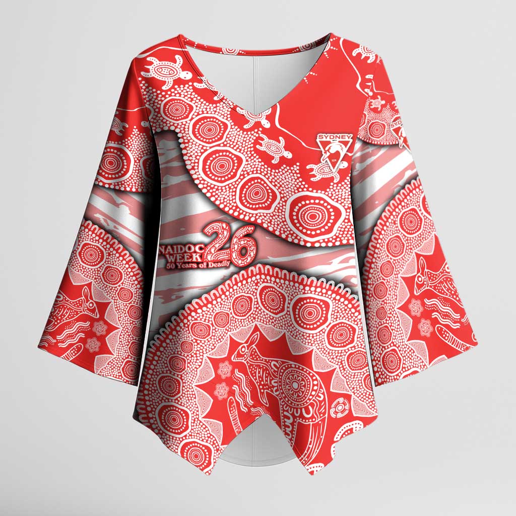 Sydney Swans NAIDOC Week 2026 Kimono Sleeve Blouse Australian Aboriginal Dot Art Dreamtime Pattern Style