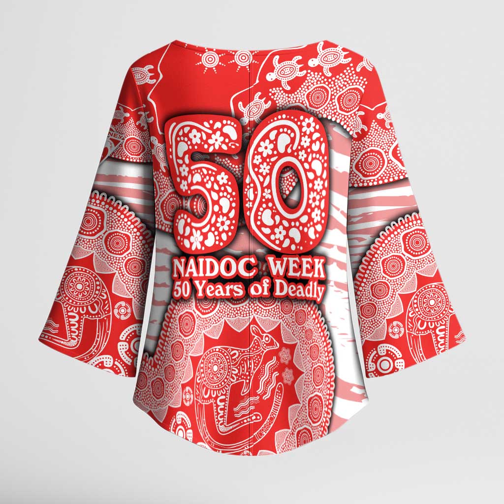 Sydney Swans NAIDOC Week 2026 Kimono Sleeve Blouse Australian Aboriginal Dot Art Dreamtime Pattern Style