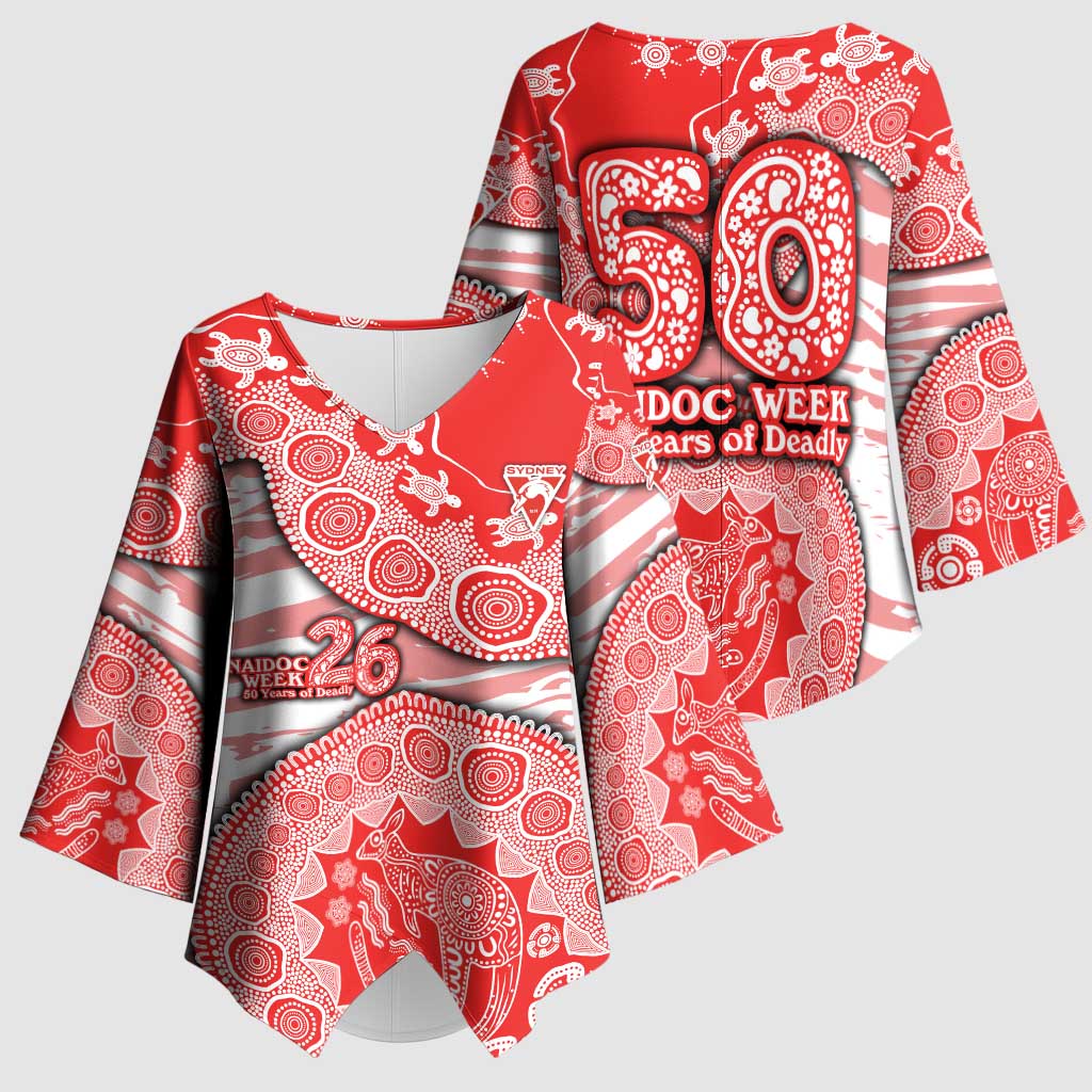 Sydney Swans NAIDOC Week 2026 Kimono Sleeve Blouse Australian Aboriginal Dot Art Dreamtime Pattern Style