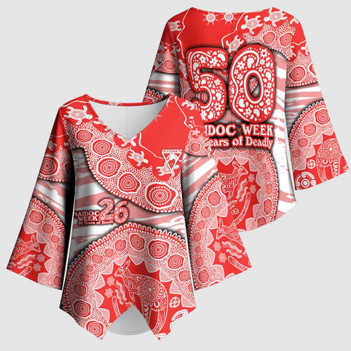Sydney Swans NAIDOC Week 2026 Kimono Sleeve Blouse Australian Aboriginal Dot Art Dreamtime Pattern Style