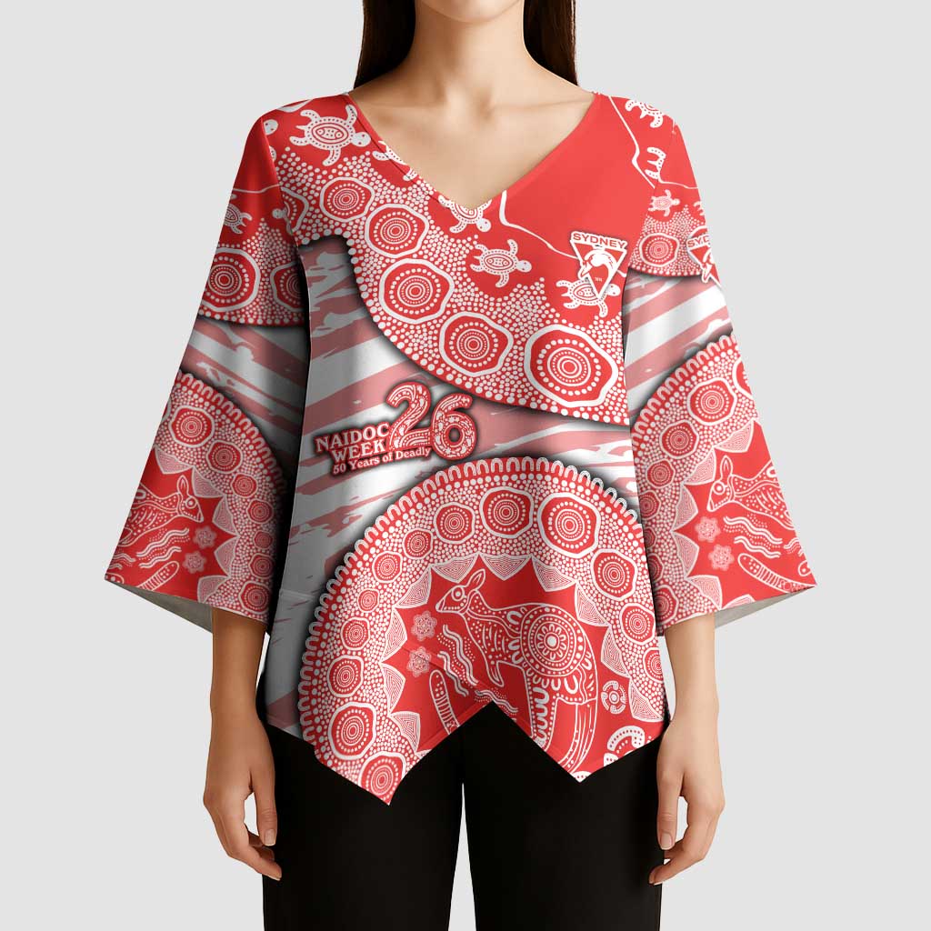 Sydney Swans NAIDOC Week 2026 Kimono Sleeve Blouse Australian Aboriginal Dot Art Dreamtime Pattern Style