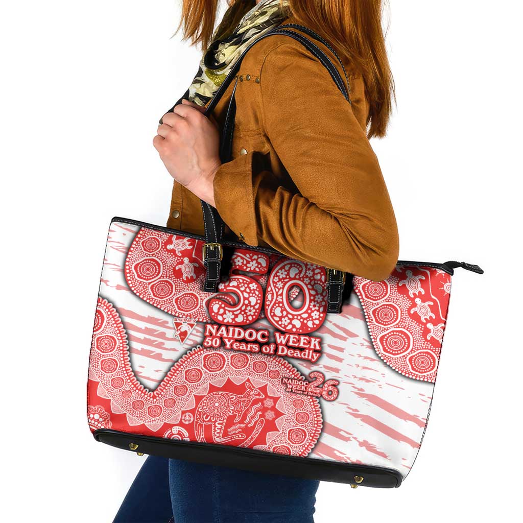 Sydney Swans NAIDOC Week 2026 Leather Tote Bag Australian Aboriginal Dot Art Dreamtime Pattern Style