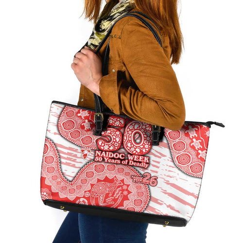 Sydney Swans NAIDOC Week 2026 Leather Tote Bag Australian Aboriginal Dot Art Dreamtime Pattern Style