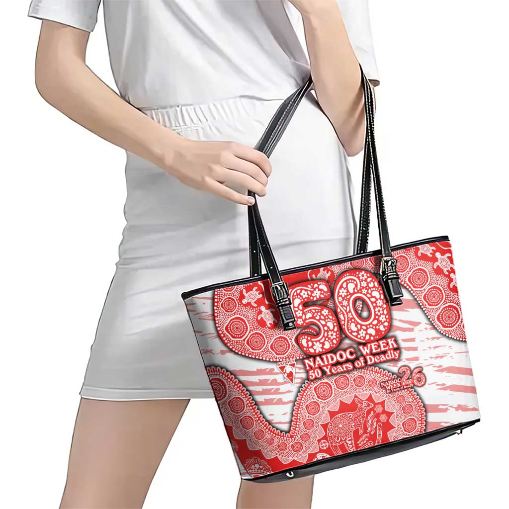 Sydney Swans NAIDOC Week 2026 Leather Tote Bag Australian Aboriginal Dot Art Dreamtime Pattern Style