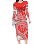 Sydney Swans NAIDOC Week 2026 Long Sleeve Bodycon Dress Australian Aboriginal Dot Art Dreamtime Pattern Style