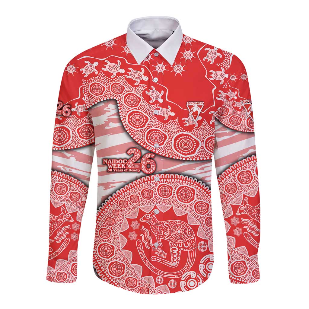 Sydney Swans NAIDOC Week 2026 Long Sleeve Button Shirt Australian Aboriginal Dot Art Dreamtime Pattern Style