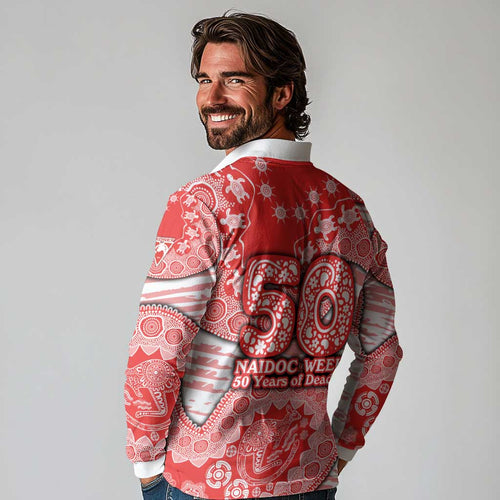 Sydney Swans NAIDOC Week 2026 Long Sleeve Polo Shirt Australian Aboriginal Dot Art Dreamtime Pattern Style