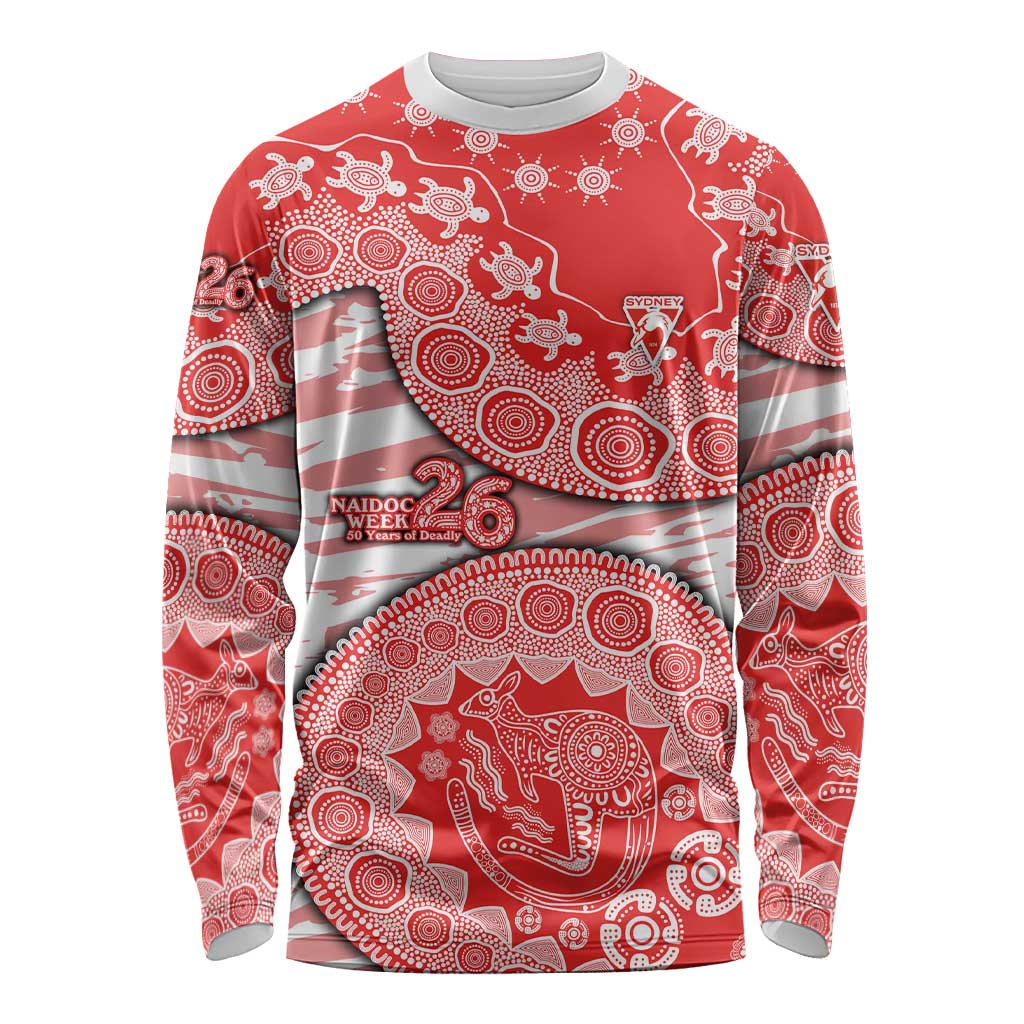 Sydney Swans NAIDOC Week 2026 Long Sleeve Shirt Australian Aboriginal Dot Art Dreamtime Pattern Style