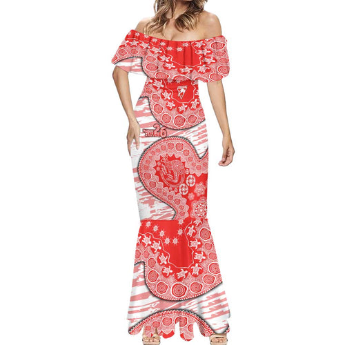 Sydney Swans NAIDOC Week 2026 Mermaid Dress Australian Aboriginal Dot Art Dreamtime Pattern Style